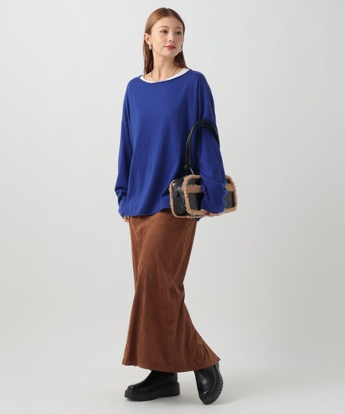 BAYFLOW（ベイフロー）の「[薄地で初秋から活躍する]16Gワイドニットプルオーバー（ニット/セーター・レディース・レッド/グレー/ブルー/ブラック・FREE）」の14枚目の写真