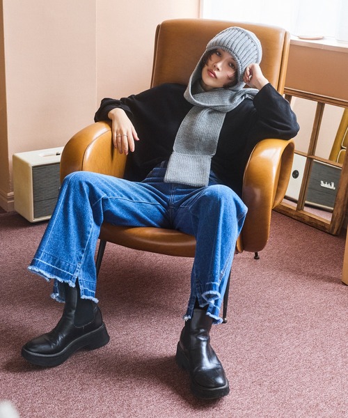 BAYFLOW（ベイフロー）の「[薄地で初秋から活躍する]16Gワイドニットプルオーバー（ニット/セーター・レディース・レッド/グレー/ブルー/ブラック・FREE）」の6枚目の写真