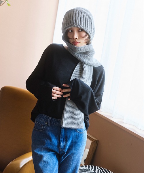 BAYFLOW（ベイフロー）の「[薄地で初秋から活躍する]16Gワイドニットプルオーバー（ニット/セーター・レディース・レッド/グレー/ブルー/ブラック・FREE）」の5枚目の写真