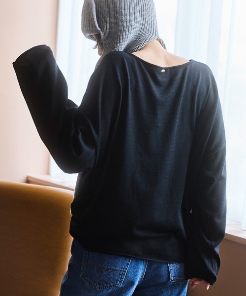 BAYFLOW（ベイフロー）の「[薄地で初秋から活躍する]16Gワイドニットプルオーバー（ニット/セーター・レディース・レッド/グレー/ブルー/ブラック・FREE）」の8枚目の写真