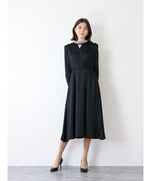 a lot of love(ア ロット オブ ラブ)の「ネックビジュー パーティードレス(ドレス・レディース・ブラック/ベージュ・M/L/XL/S)」の6枚目の写真