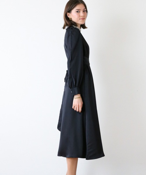 a lot of love(ア ロット オブ ラブ)の「ネックビジュー パーティードレス(ドレス・レディース・ブラック/ベージュ・M/L/XL/S)」の9枚目の写真