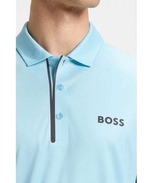 BOSS(ボス)の「アクティブ Paddy ゴルフポロシャツ リップストップファブリック(ポロシャツ・メンズ・ライトブルー・XXL/XL/XXXL/S)」の2枚目の写真
