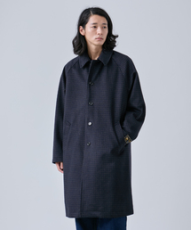 ステンカラーコート（ブルー・ネイビー/青色系・ウール・ニット