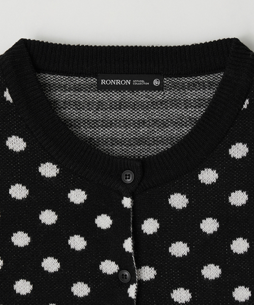 RONRON(ロンロン)の「BACK STRIPE DOT KNIT CARDIGAN BLACK(カーディガン/ボレロ・レディース・その他・FREE)」の3枚目の写真