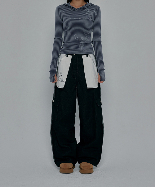 GILAARCHIVE(ギラアーカイブ)の「REVERSE STITCHED CARGO PANTS_BLACK(その他パンツ・レディース・ブラック・SMALL/MEDIUM)」の1枚目の写真