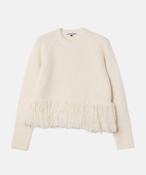 LE CIEL BLEU（ルシェルブルー）の「フリンジヘムプルオーバー / Fringe-Hem Pullover（ニット/セーター・レディース・ホワイト/ブラック/グレー・36）」の12枚目の写真