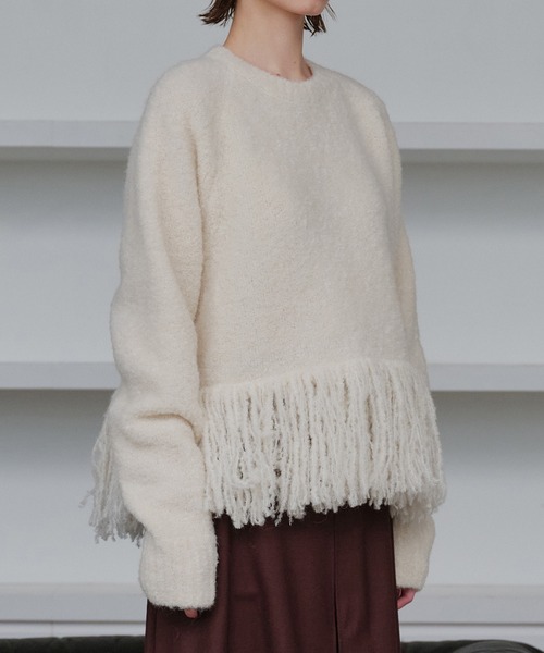 LE CIEL BLEU（ルシェルブルー）の「フリンジヘムプルオーバー / Fringe-Hem Pullover（ニット/セーター・レディース・ホワイト/ブラック/グレー・36）」の15枚目の写真