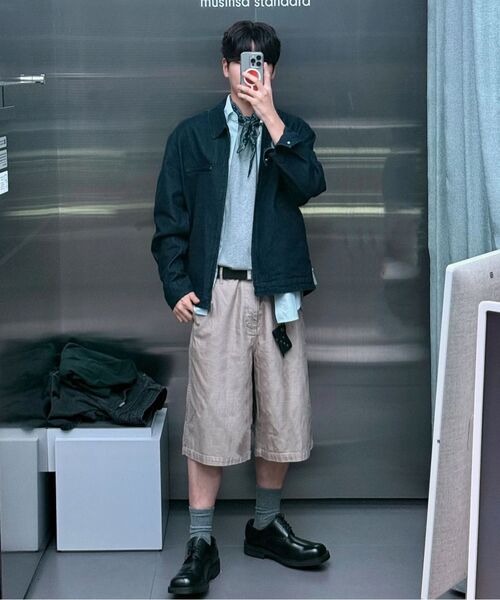 MUSINSA STANDARD(ムシンサスタンダード)の「ベージュサテンバミューダパンツ(その他パンツ・メンズ・その他・31/33/26/27/28/29/38/42/36/34/32/30)」の8枚目の写真