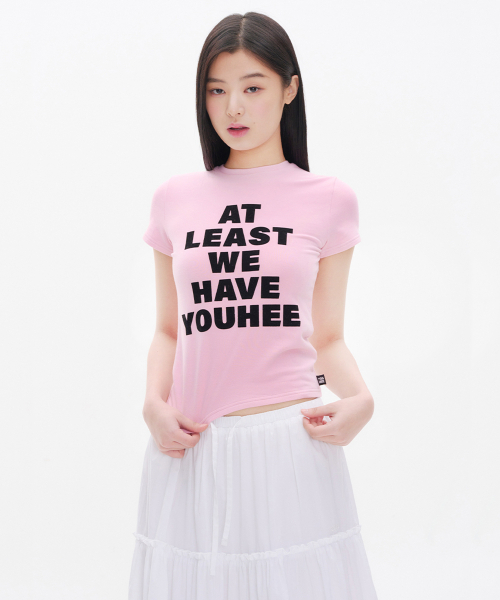YOUHEE(ユヒ)の「LETTERING T-SHIRT PINK(Tシャツ/カットソー・レディース・その他・FREE)」の1枚目の写真