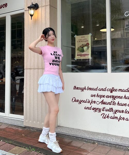 YOUHEE(ユヒ)の「LETTERING T-SHIRT PINK(Tシャツ/カットソー・レディース・その他・FREE)」の13枚目の写真