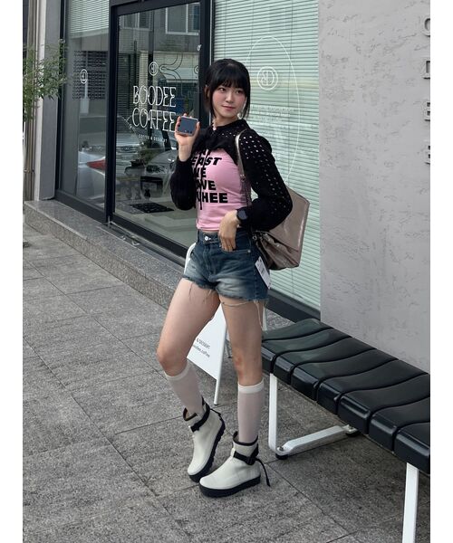 YOUHEE(ユヒ)の「LETTERING T-SHIRT PINK(Tシャツ/カットソー・レディース・その他・FREE)」の22枚目の写真