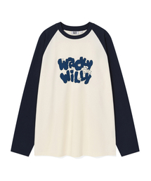配色レグランロングスリーブTシャツクリーム