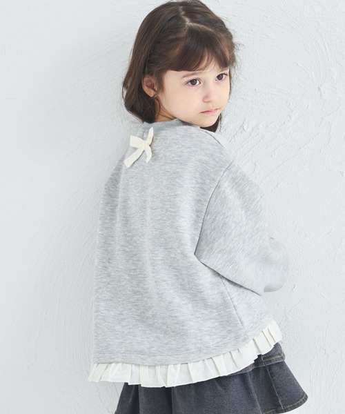 セール】【ぬくふわ】ガールズ 裾フリル バックリボン 裏起毛