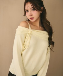 ニット/セーター（ホワイト/白色系・オフショルダー）ファッション通販