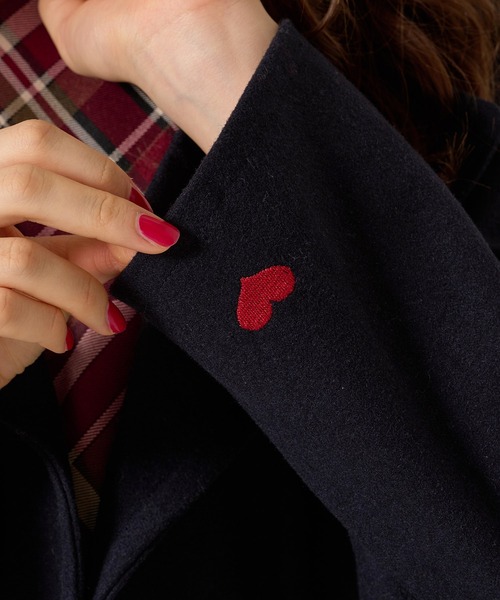 ハート刺繍 ウールミックス ピーコート TINA：JOJUN（ピーコート