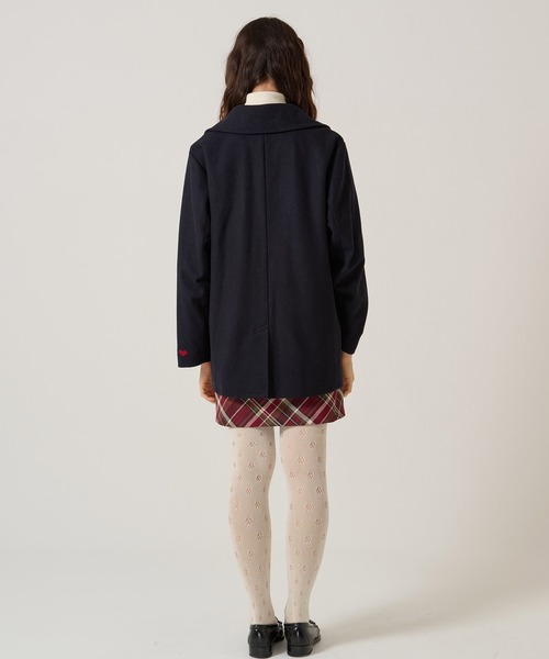 ハート刺繍 ウールミックス ピーコート TINA：JOJUN（ピーコート