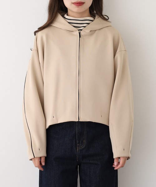 EGLANTINE(エグランティーヌ)の「EGLANTINE ダンボールフーディジャケット(パーカー・レディース・ブラウン/ベージュ/ブラック・38)」の19枚目の写真