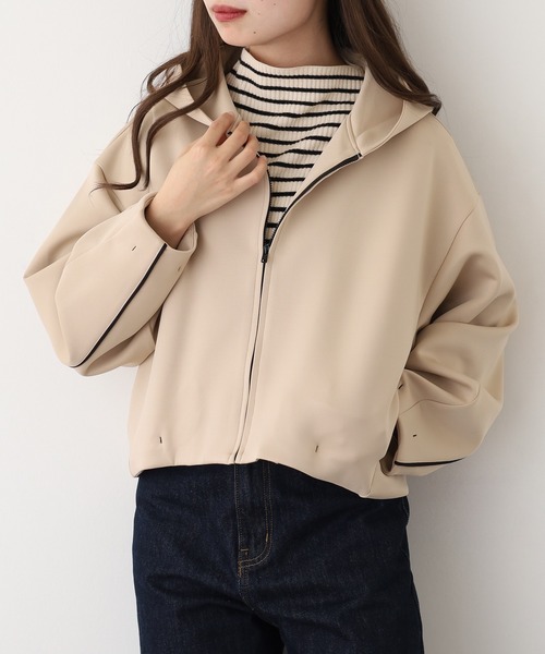 EGLANTINE(エグランティーヌ)の「EGLANTINE ダンボールフーディジャケット(パーカー・レディース・ブラウン/ベージュ/ブラック・38)」の15枚目の写真