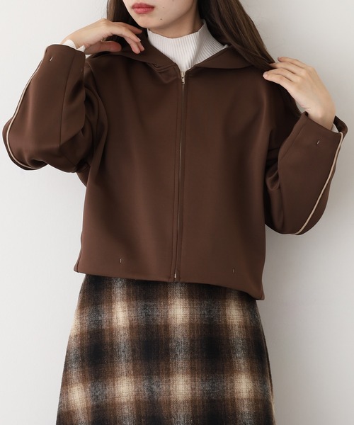 EGLANTINE(エグランティーヌ)の「EGLANTINE ダンボールフーディジャケット(パーカー・レディース・ブラウン/ベージュ/ブラック・38)」の10枚目の写真