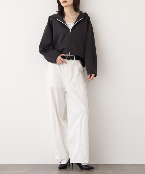 EGLANTINE(エグランティーヌ)の「EGLANTINE ダンボールフーディジャケット(パーカー・レディース・ブラウン/ベージュ/ブラック・38)」の7枚目の写真