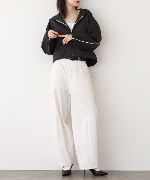 EGLANTINE(エグランティーヌ)の「EGLANTINE ダンボールフーディジャケット(パーカー・レディース・ブラウン/ベージュ/ブラック・38)」の8枚目の写真