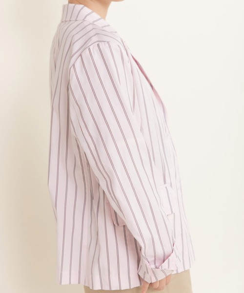 CHILD WOMAN（チャイルドウーマン）の「40/-オックスマルチストライプ ダブルテーラードジャケット(セットアップ対応)（テーラードジャケット・レディース・ピンク・FREE）」の12枚目の写真