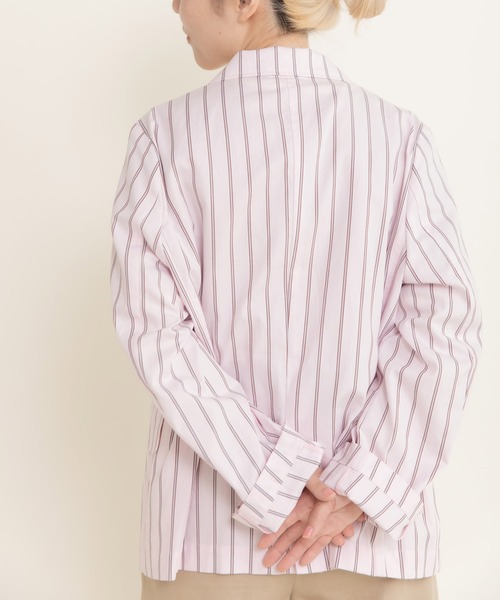 CHILD WOMAN（チャイルドウーマン）の「40/-オックスマルチストライプ ダブルテーラードジャケット(セットアップ対応)（テーラードジャケット・レディース・ピンク・FREE）」の13枚目の写真