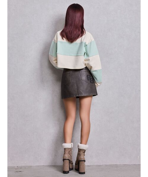 GYDA（ジェイダ）の「GD fake leather patch shortトップス（Tシャツ/カットソー・レディース・オフホワイト/ピンク/ミント・FREE）」の6枚目の写真