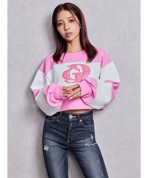 GYDA（ジェイダ）の「GD fake leather patch shortトップス（Tシャツ/カットソー・レディース・オフホワイト/ピンク/ミント・FREE）」の7枚目の写真