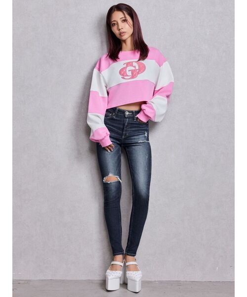 GYDA（ジェイダ）の「GD fake leather patch shortトップス（Tシャツ/カットソー・レディース・オフホワイト/ピンク/ミント・FREE）」の10枚目の写真