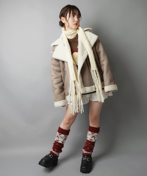 SPINNS(スピンズ)の「ロングニットマフラー/ストール(マフラー・レディース・アイボリー・ONESIZE)」の9枚目の写真