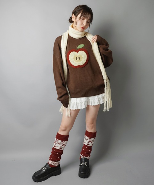 SPINNS(スピンズ)の「ロングニットマフラー/ストール(マフラー・レディース・アイボリー・ONESIZE)」の7枚目の写真