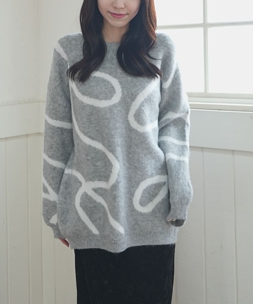 archives（アルシーヴ）の「ニュアンスＪＱミドルニットプルオーバー（ニット/セーター・レディース・アイボリー/グレー/チャコールグレー・MEDIUM）」の3枚目の写真