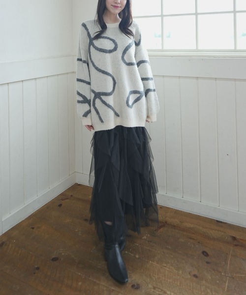 archives（アルシーヴ）の「ニュアンスＪＱミドルニットプルオーバー（ニット/セーター・レディース・アイボリー/グレー/チャコールグレー・MEDIUM）」の9枚目の写真