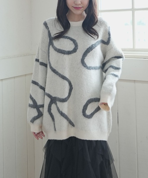 archives（アルシーヴ）の「ニュアンスＪＱミドルニットプルオーバー（ニット/セーター・レディース・アイボリー/グレー/チャコールグレー・MEDIUM）」の5枚目の写真