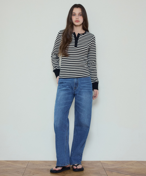 WEDNESDAYOASISFORWOMEN(ウェンズデー オアシス フォー ウーマン)の「W/リラックスドキャットウォッシュデニムパンツ_Blue(WC25-PT02)(デニムパンツ・レディース・ブルー・SMALL/MEDIUM)」の3枚目の写真