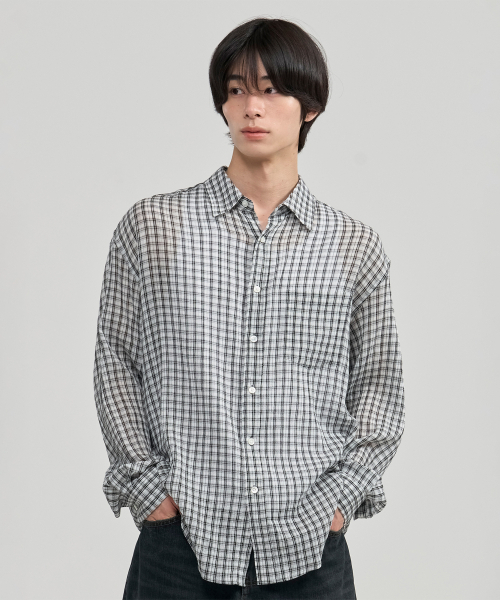 JUAN HOMME(ジュアンオム)の「ルーズドチェックシャツ(ホワイト)(シャツ/ブラウス・レディース・その他・MEDIUM/LARGE)」の1枚目の写真