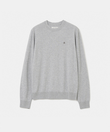 silk blended crew neck knit light melange grey