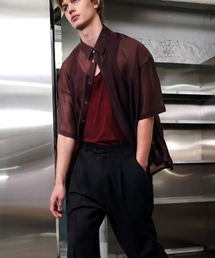 UNTAGE（アンテージ）の「セミシア半袖シャツ[Burgundy(UNISEX)]_UTS-SS61（シャツ/ブラウス）」
