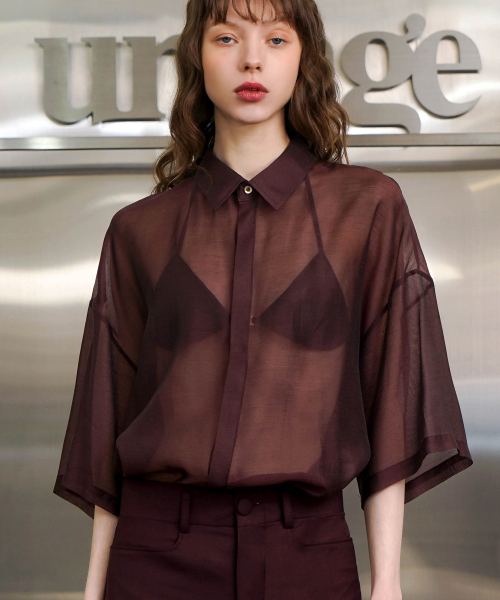 UNTAGE（アンテージ）の「セミシア半袖シャツ[Burgundy(UNISEX)]_UTS-SS61（シャツ/ブラウス・メンズ・その他・MEDIUM/LARGE）」の3枚目の写真
