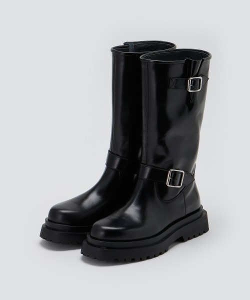 【極美品】ペリーコサニー エンジニアブーツ 39 ブラック GENOVA 撥水 エンジニアミドルブーツ 4.5cm BLACK（ブーツ）｜PELLICO