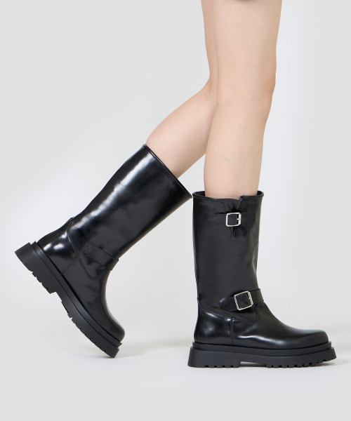 GENOVA 撥水 エンジニアミドルブーツ 4.5cm BLACK（ブーツ）｜PELLICO