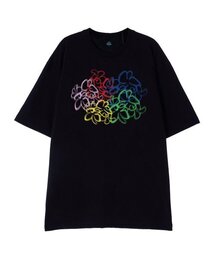 ASTRAL PROJECTION（アストラルプロジェクション）の「[オーバーサイズ]レインボーフラワー13番手コットンラウンドネック半袖Tシャツ_ブラック（Tシャツ/カットソー）」