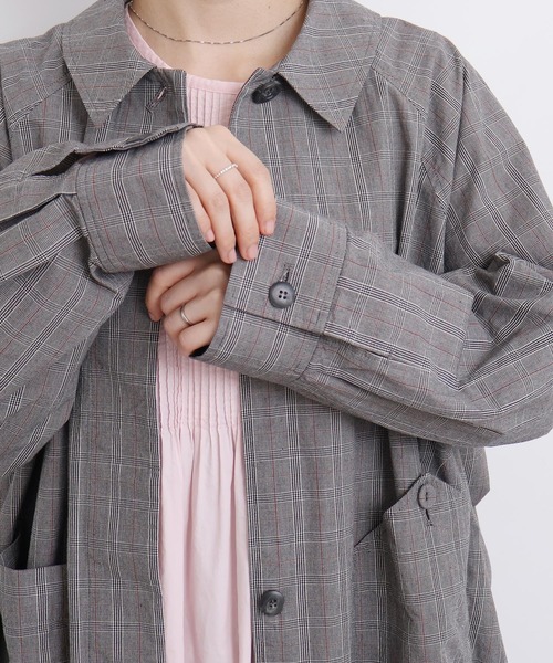 l'atelier du savon（アトリエドサボン）の「ブルゾンみたいなきもちのステンコート（ステンカラーコート・レディース・ベージュ/チェック・FREE）」の9枚目の写真