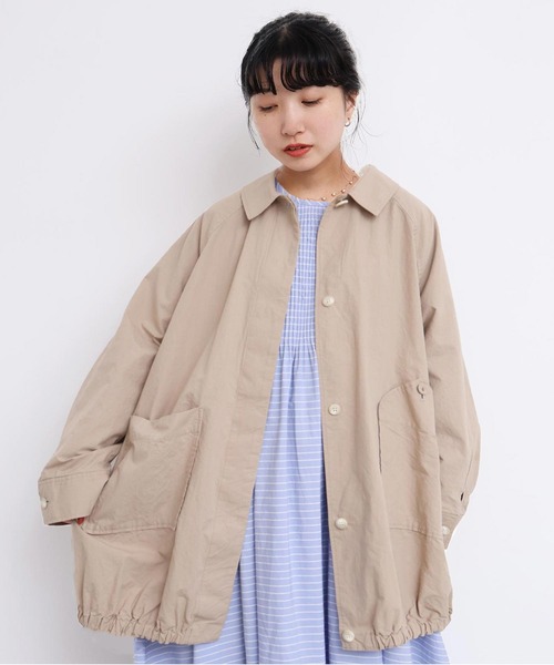 l'atelier du savon（アトリエドサボン）の「ブルゾンみたいなきもちのステンコート（ステンカラーコート・レディース・ベージュ/チェック・FREE）」の3枚目の写真