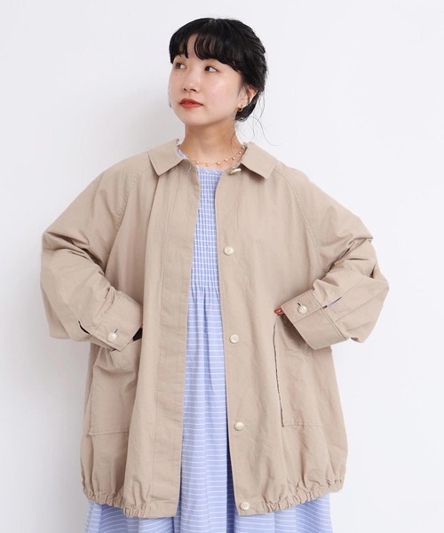 l'atelier du savon（アトリエドサボン）の「ブルゾンみたいなきもちのステンコート（ステンカラーコート・レディース・ベージュ/チェック・FREE）」の7枚目の写真