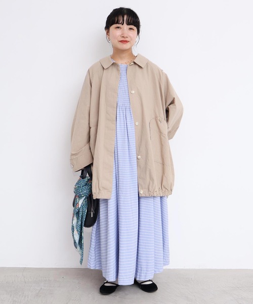 l'atelier du savon（アトリエドサボン）の「ブルゾンみたいなきもちのステンコート（ステンカラーコート・レディース・ベージュ/チェック・FREE）」の13枚目の写真