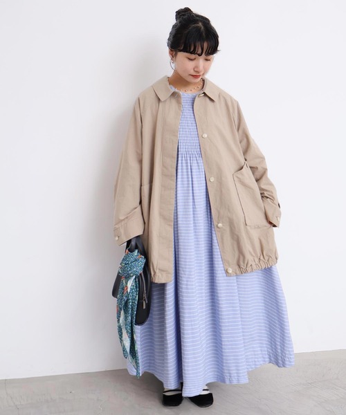 l'atelier du savon（アトリエドサボン）の「ブルゾンみたいなきもちのステンコート（ステンカラーコート・レディース・ベージュ/チェック・FREE）」の17枚目の写真