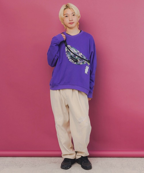 ScoLar Parity（スカラーパリティ）の「353129：ラビルとネコのスノーメモリー裏起毛パンツ（デニムパンツ・レディース・ブラック/ベージュ/ブルー・M）」の10枚目の写真